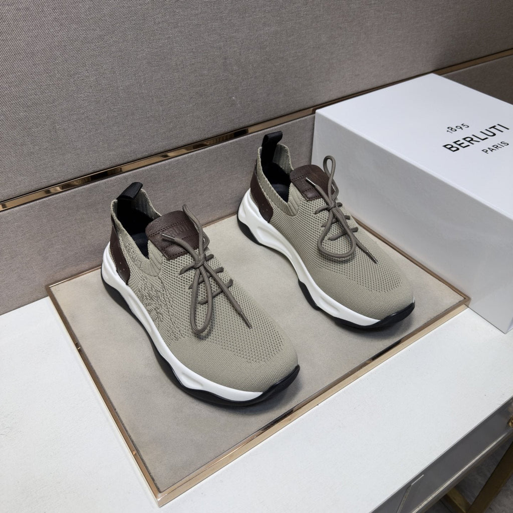 Berluti Taupe Lace-Up Sneakers — front