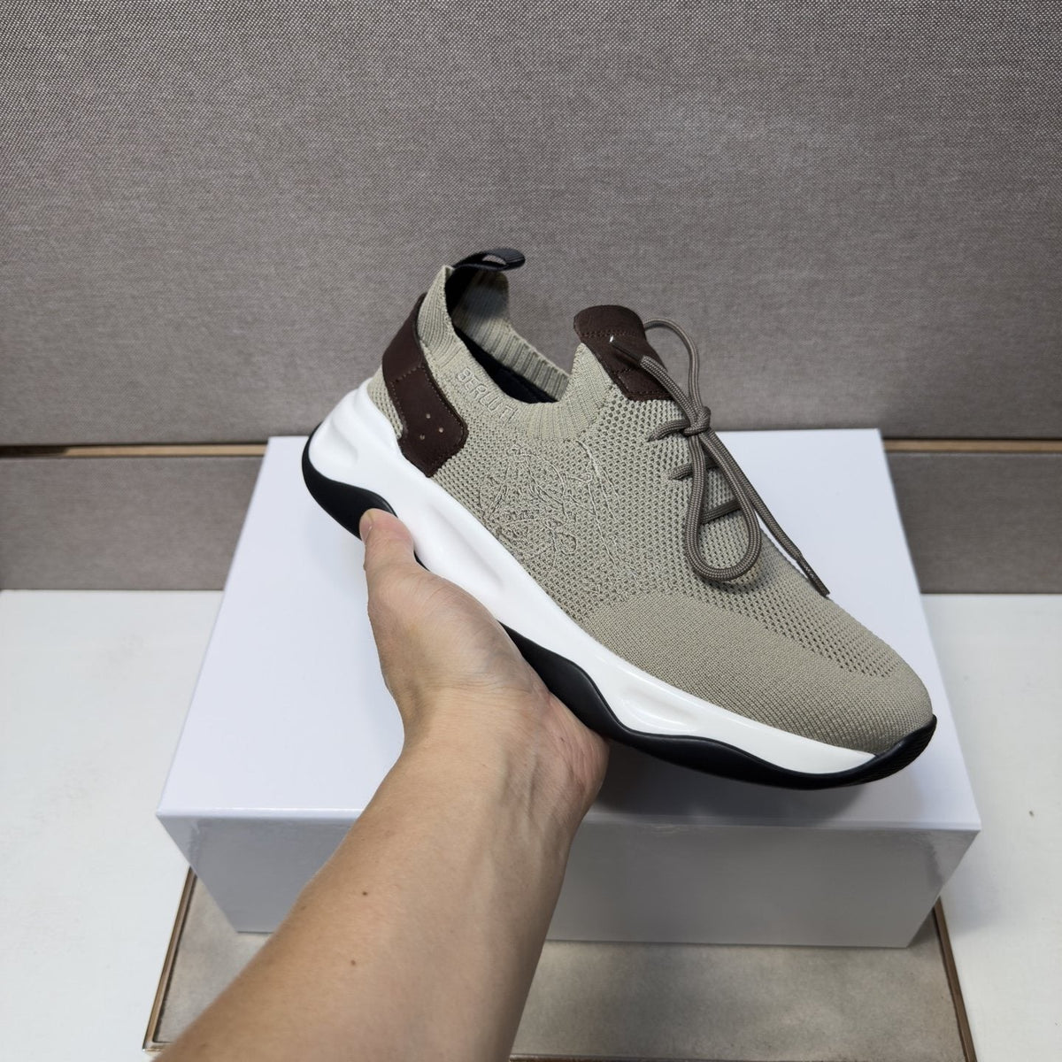 Berluti Taupe Lace-Up Sneakers — model