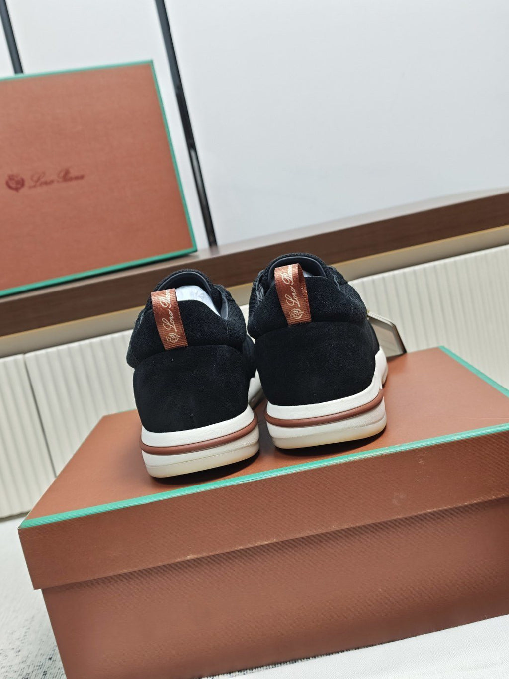 Loro Piana Men's Black Low-Top Sneakers — back