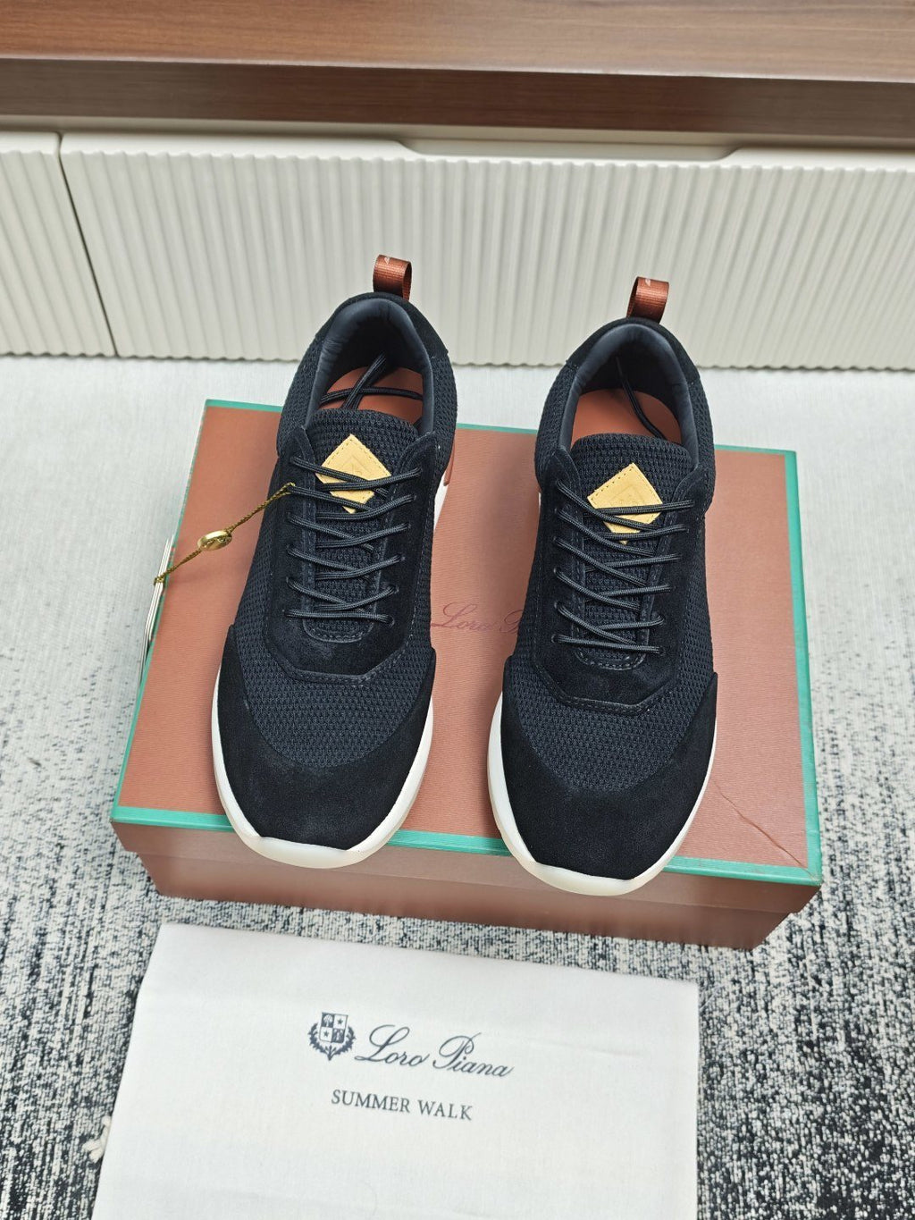 Loro Piana Men's Black Low-Top Sneakers — front
