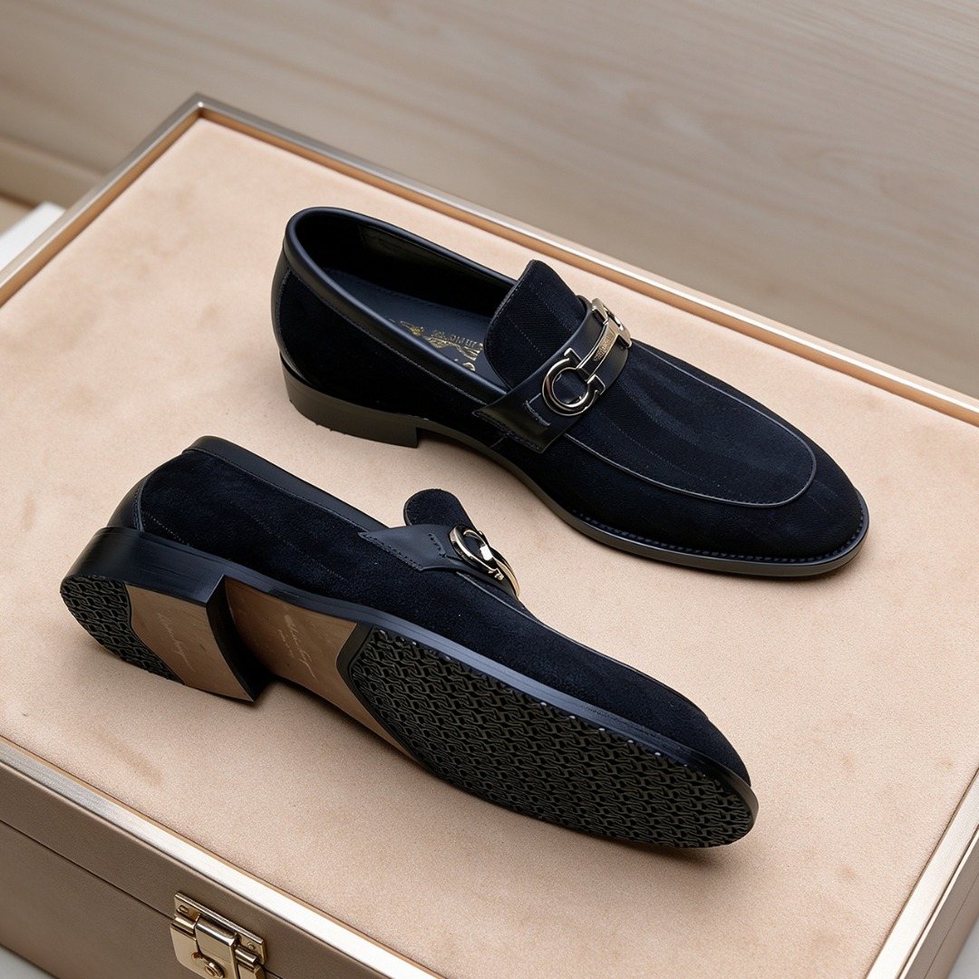 Ferragamo Black Bit Loafers — side