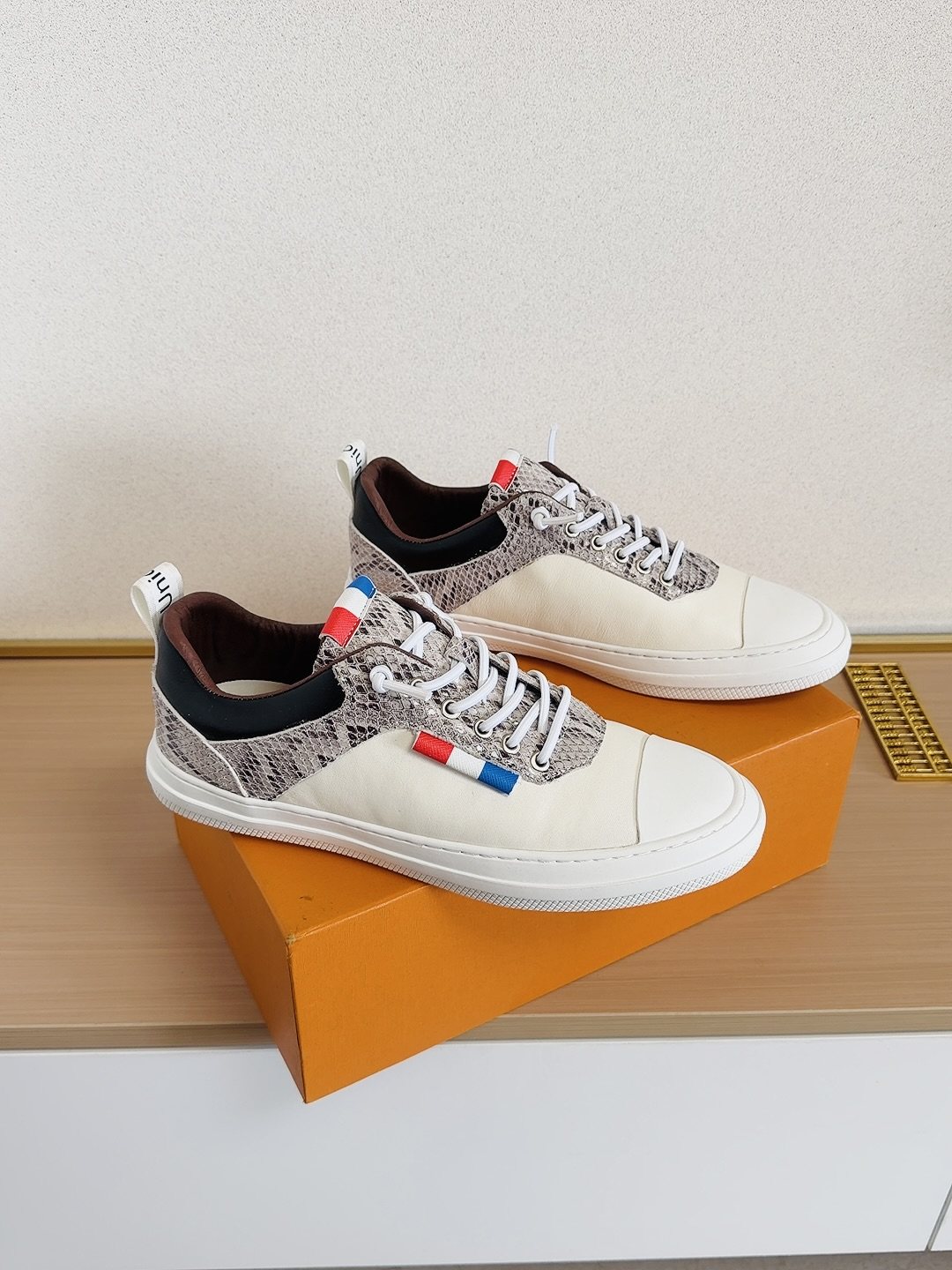 Louis Vuitton Men's Patterned-Panel Low-Top Sneakers — front