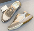 Brunello Cucinelli Cream and Gray Low-Top Sneakers — hero