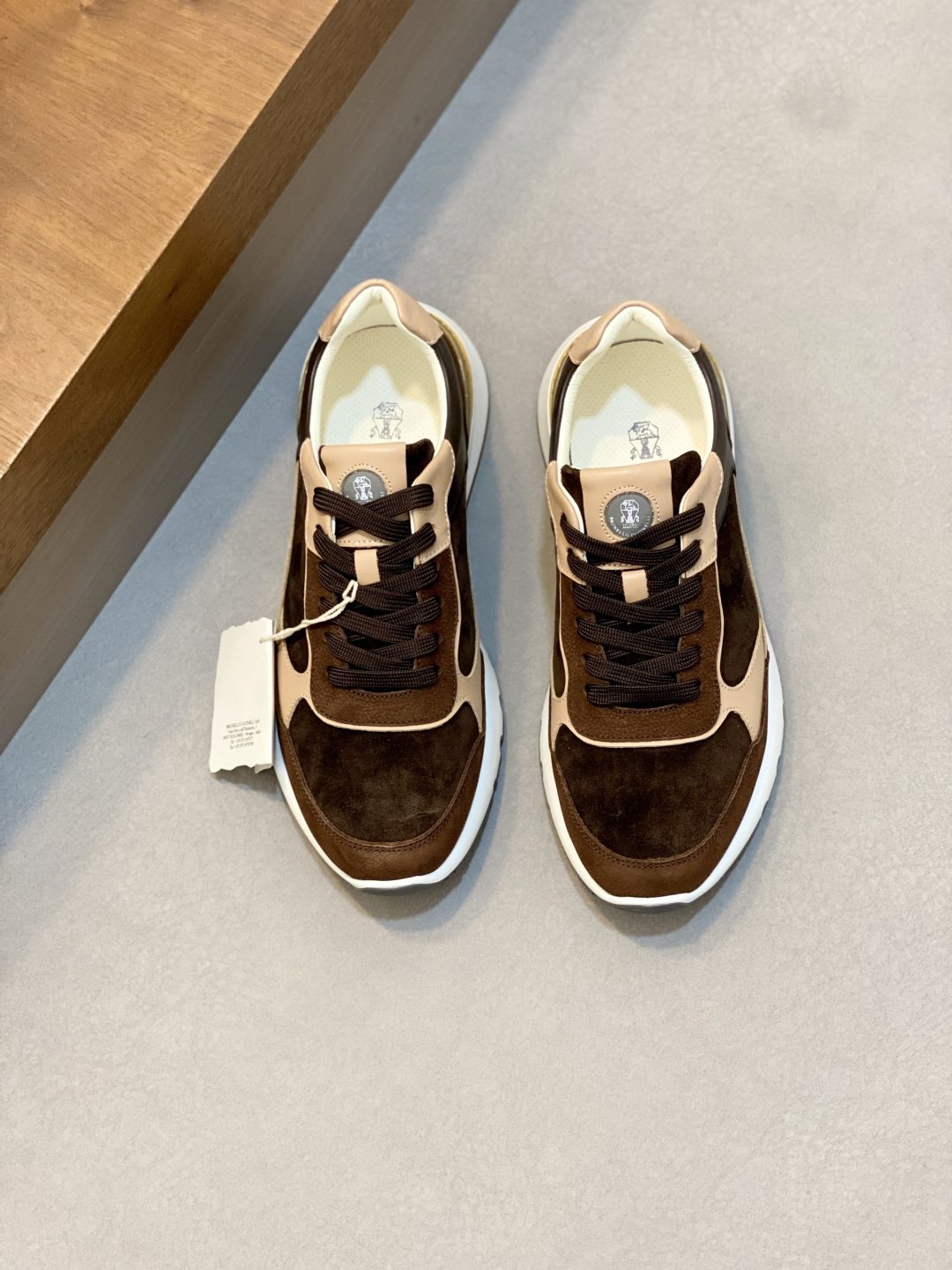 Brunello Cucinelli Brown and Cream Men's Sneakers — front