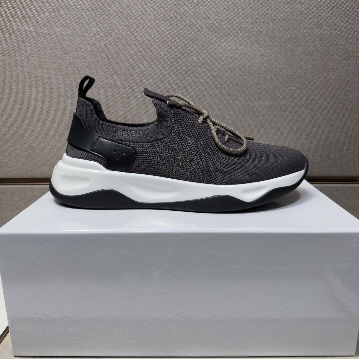 Berluti Charcoal Gray Lace-Up Sneakers — side
