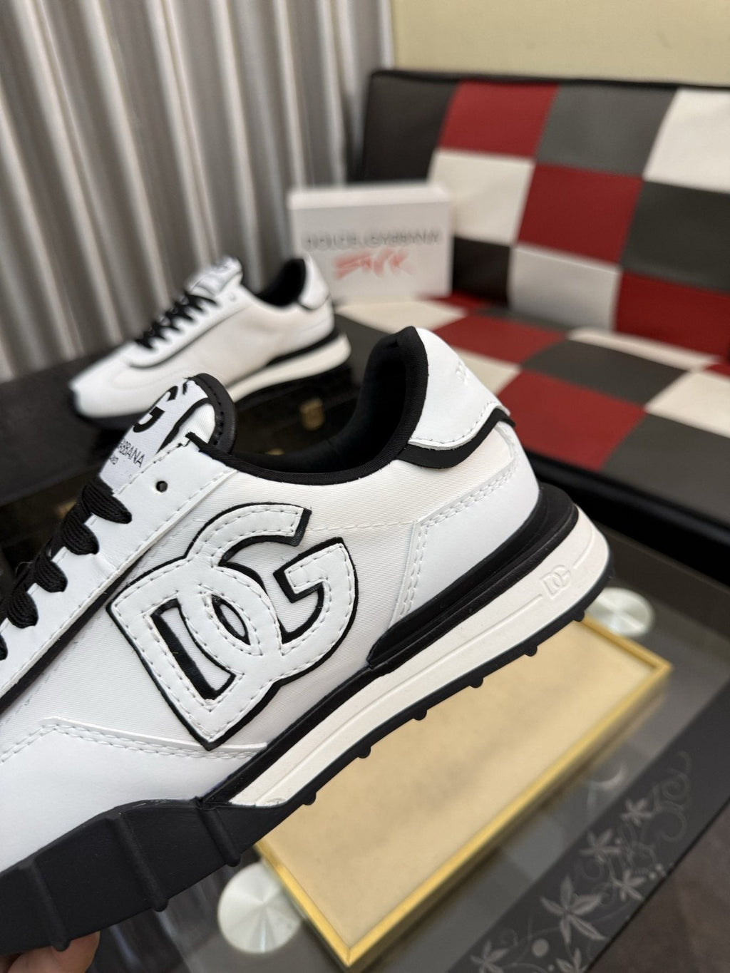 Dolce & Gabbana White and Black Segmented-Sole Sneakers — detail