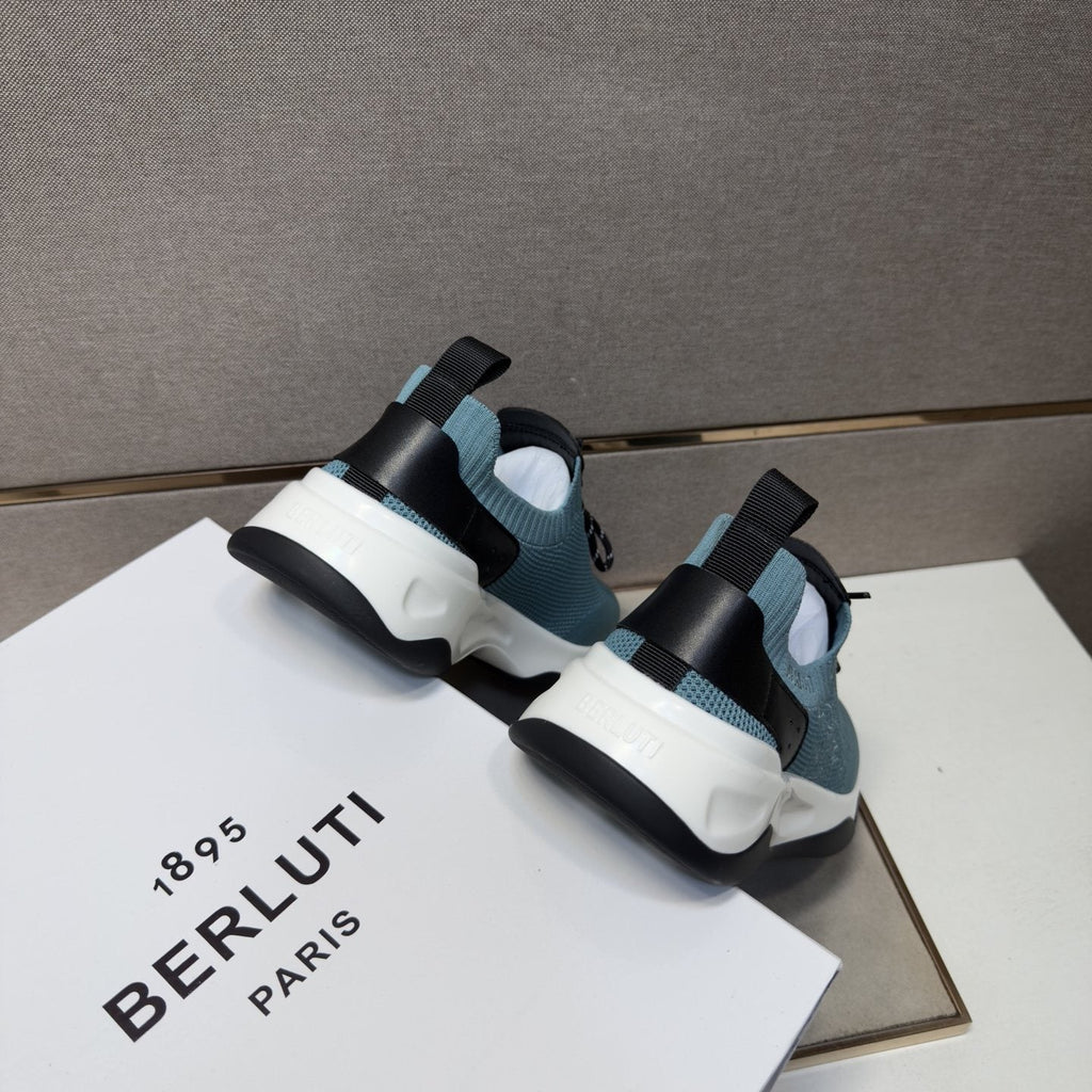 Berluti Dusty Blue Lace-Up Sneakers — back