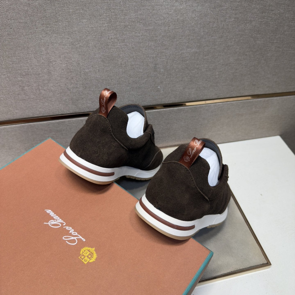Men's Dark Brown Paneled Sneakers — back