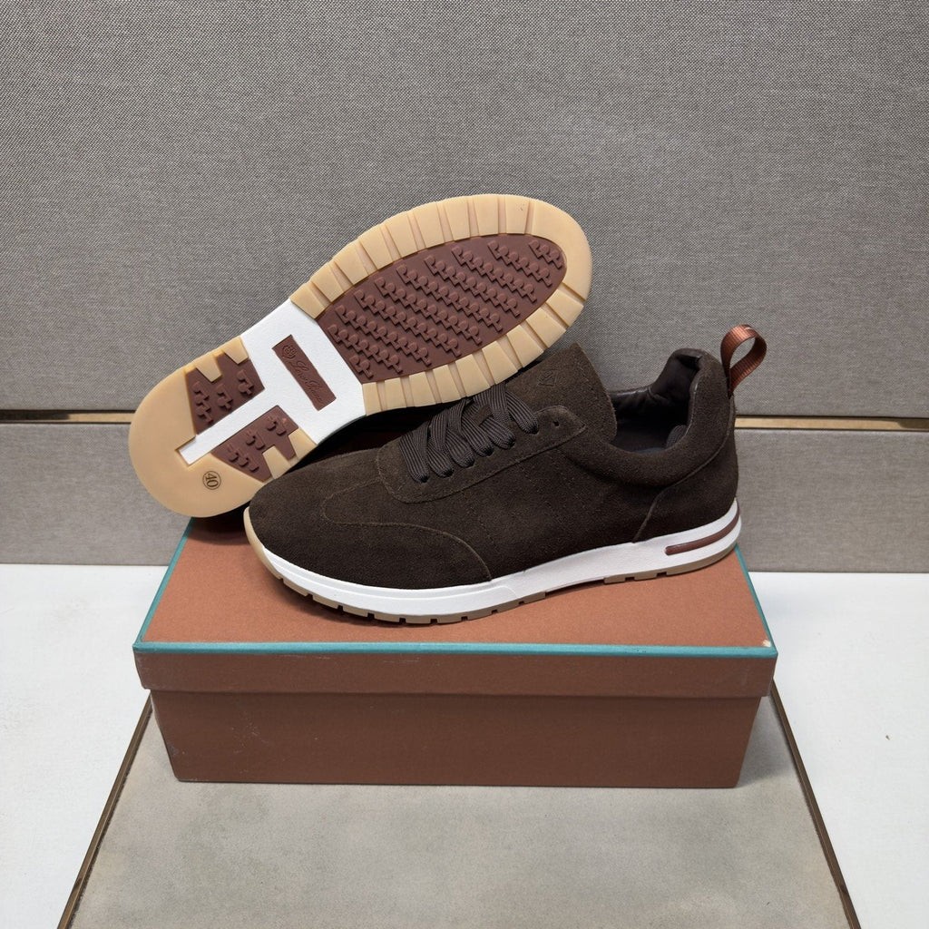 Men's Dark Brown Paneled Sneakers — detail