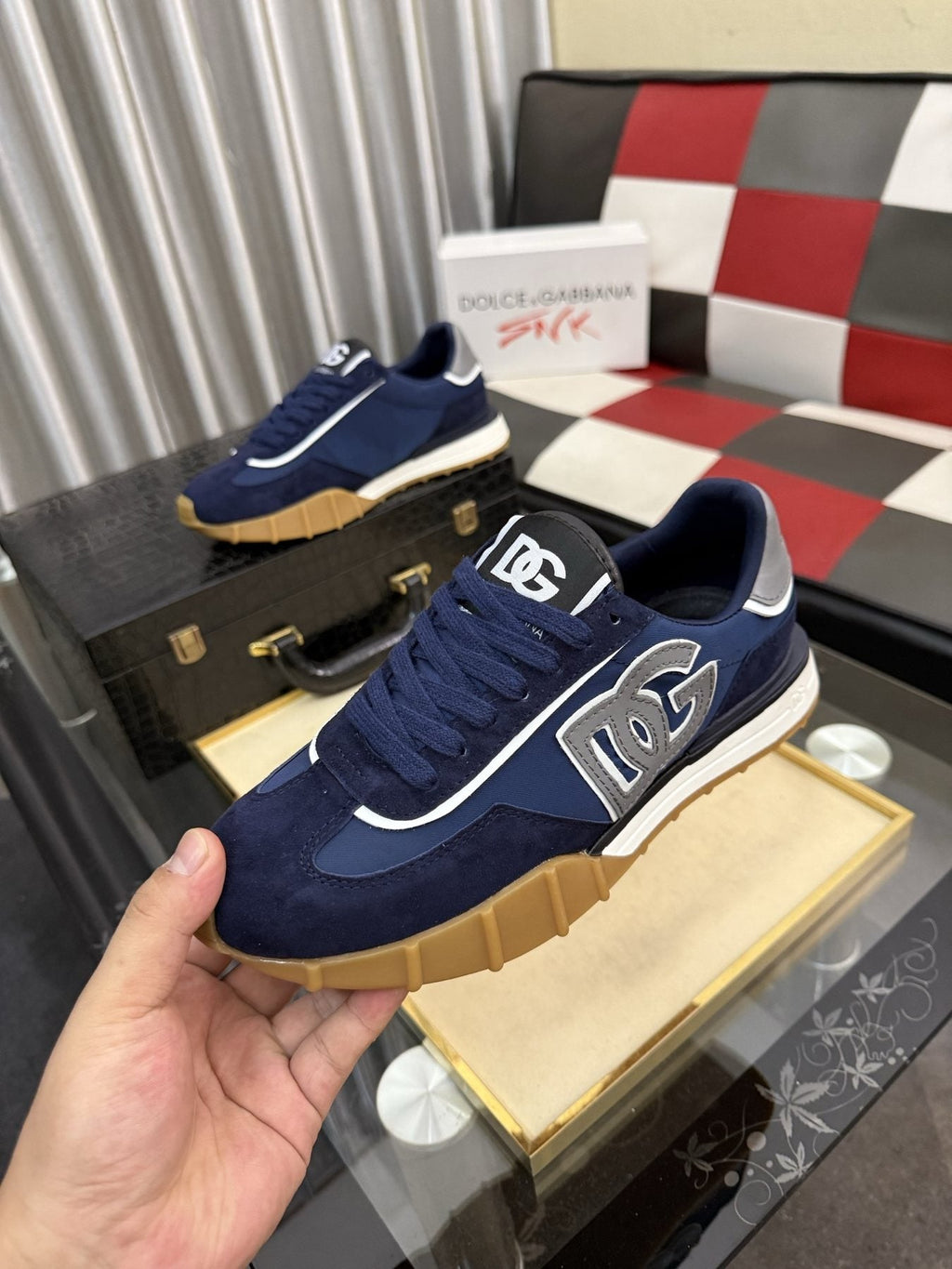 Dolce & Gabbana Navy Gum-Sole Sneakers — model