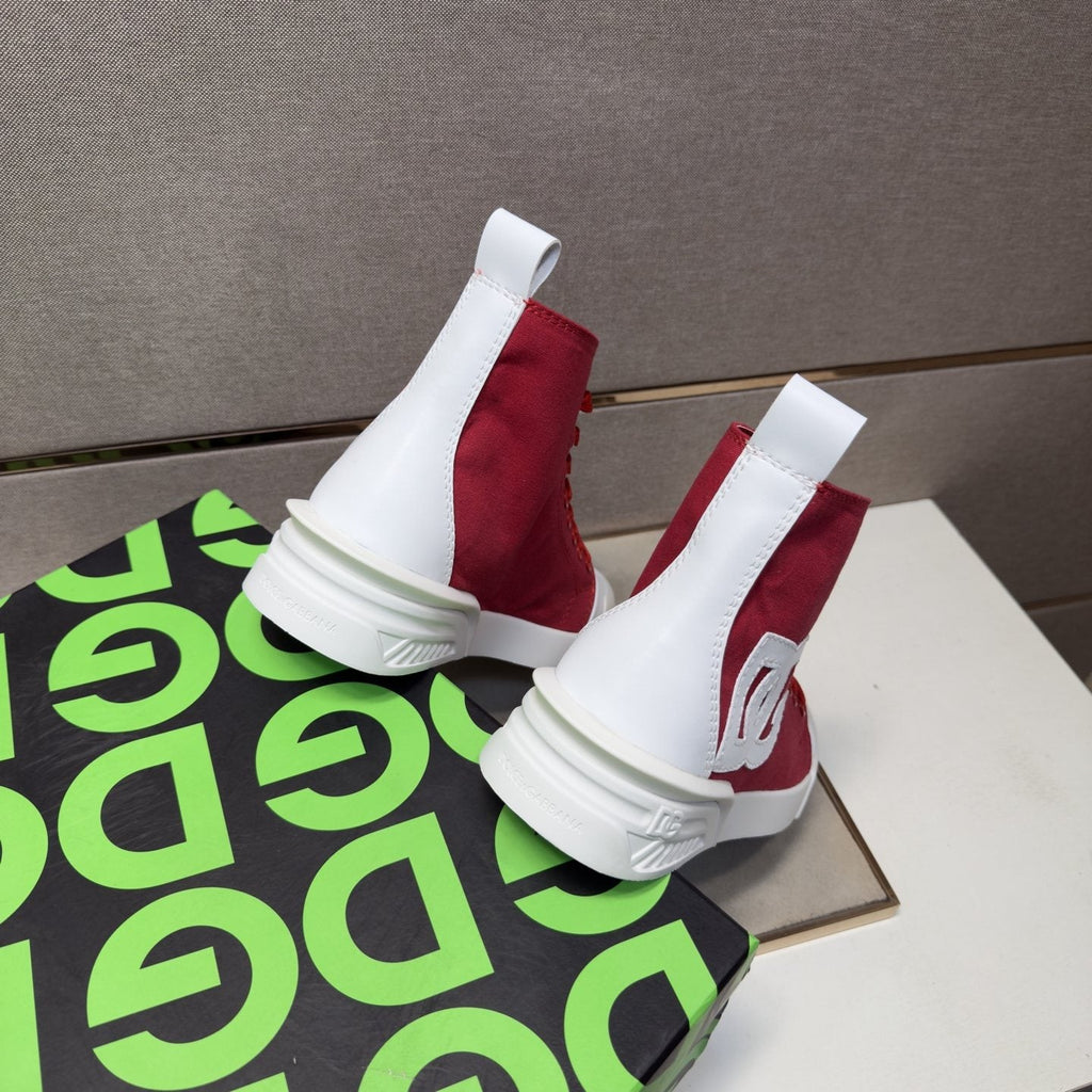 Dolce & Gabbana Red and White High-Top Sneakers — back