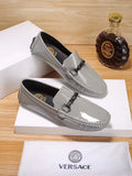 Versace Glossy Gray Bit Loafers — front
