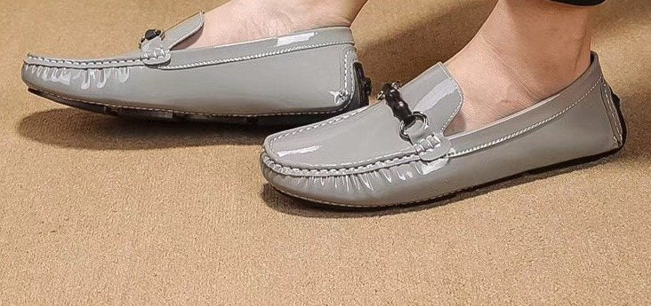 Versace Glossy Gray Bit Loafers — front