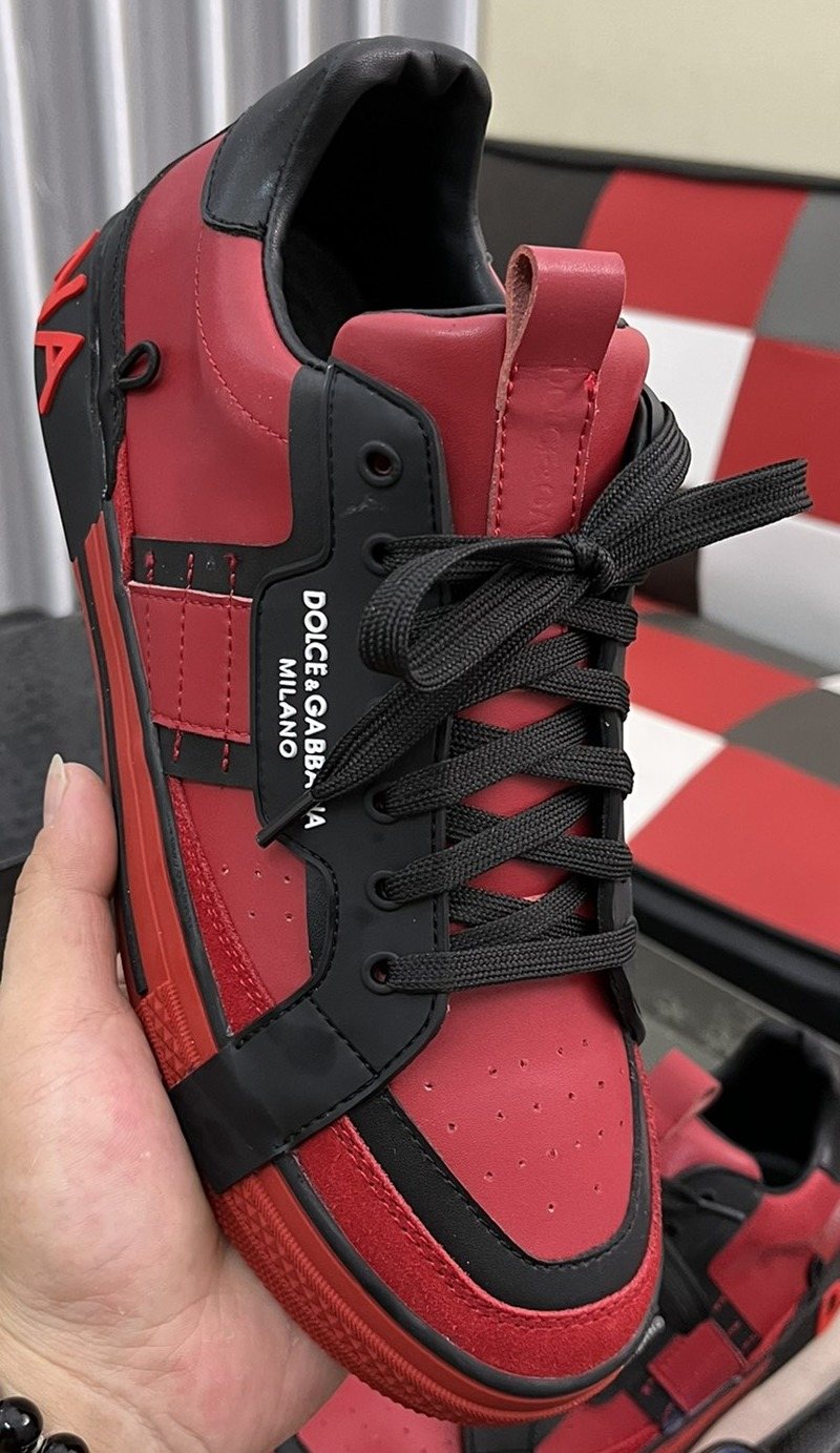 Dolce & Gabbana Red and Black Panel Sneakers — hero