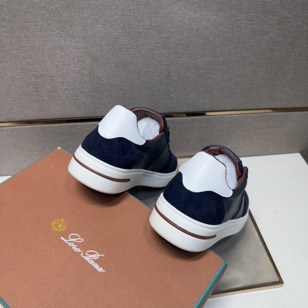 Loro Piana Navy Panel Low-Top Sneakers — back