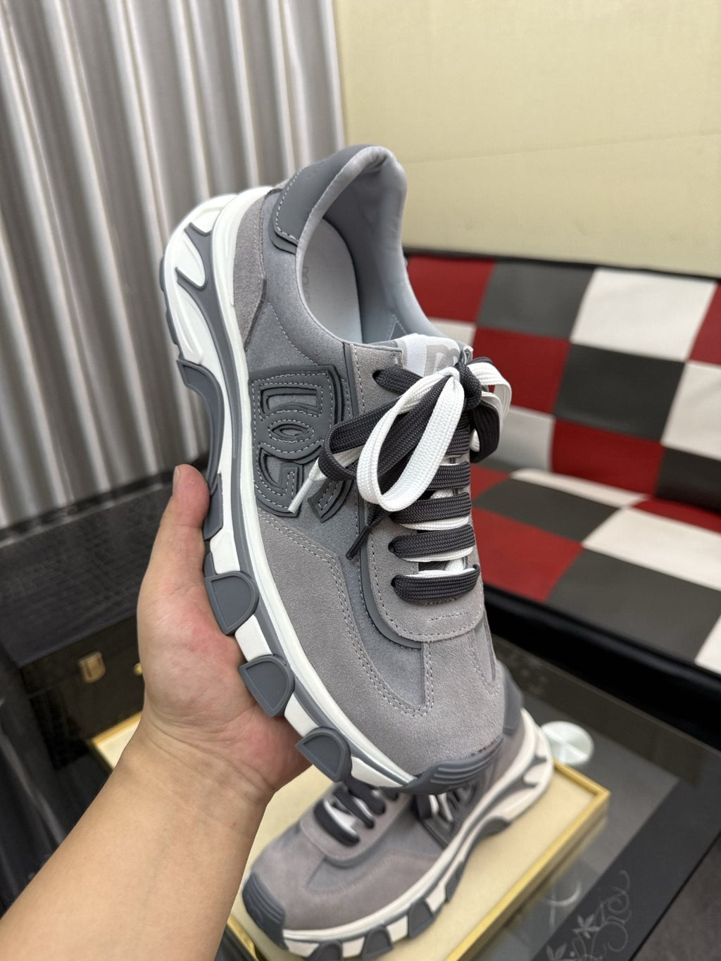 Dolce & Gabbana Men's Gray Lace-Up Sneakers — model