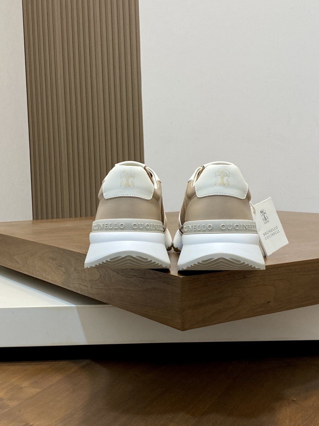 Brunello Cucinelli Tan and Brown Low-Top Sneakers — back