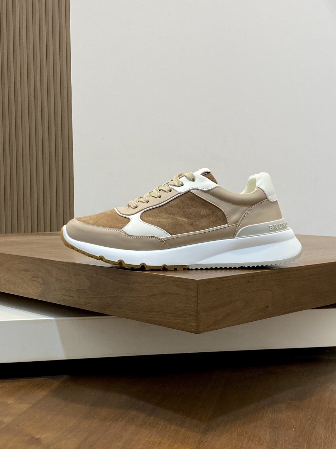 Brunello Cucinelli Tan and Brown Low-Top Sneakers — side