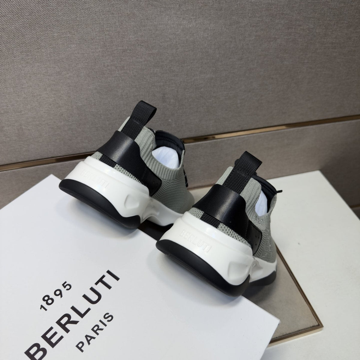 Berluti Gray-Green Lace-Up Sneakers — back