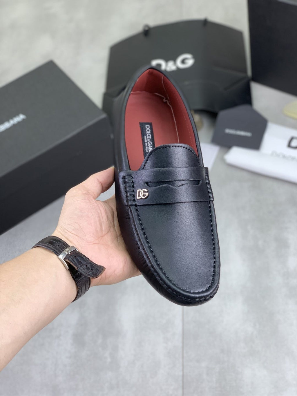 Dolce & Gabbana Navy Driving Loafers — front