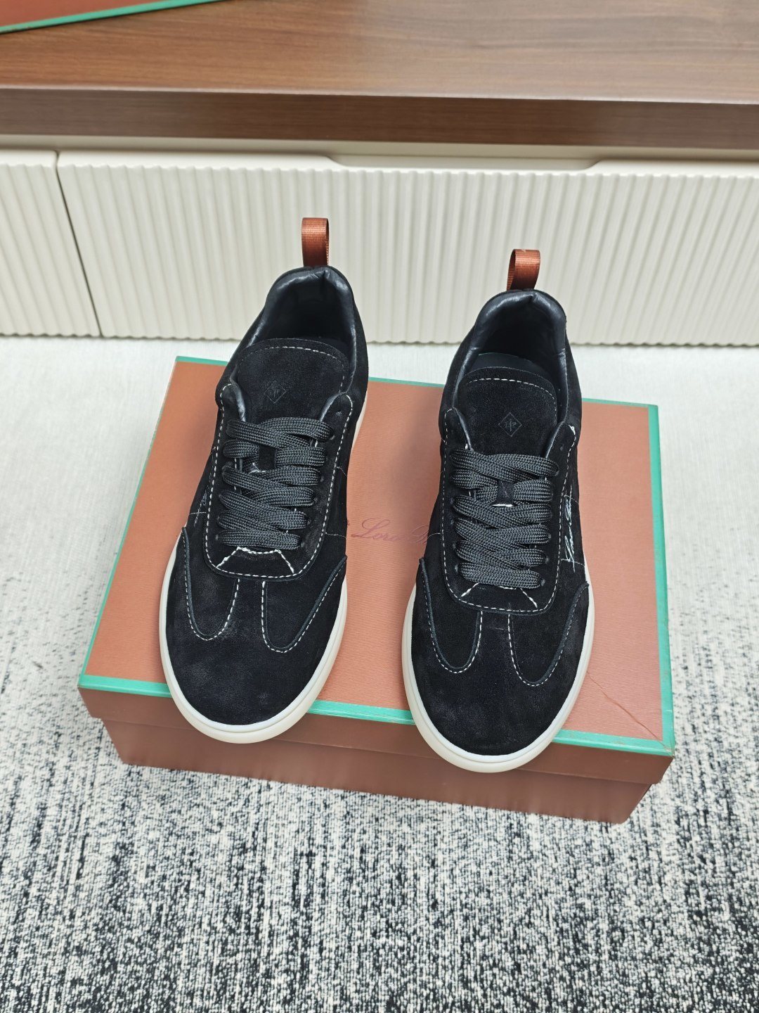 Loro Piana Black Low-Top Sneakers — front
