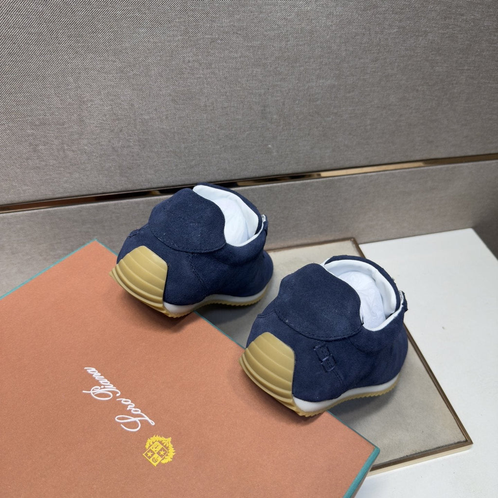 Loro Piana Navy Lace-Up Sneakers — back
