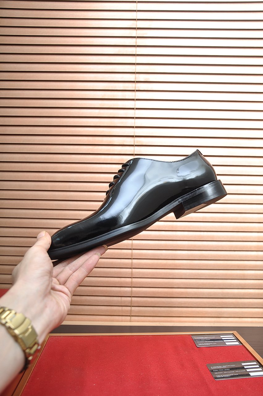 Ferragamo Black Lace-Up Dress Shoes — model