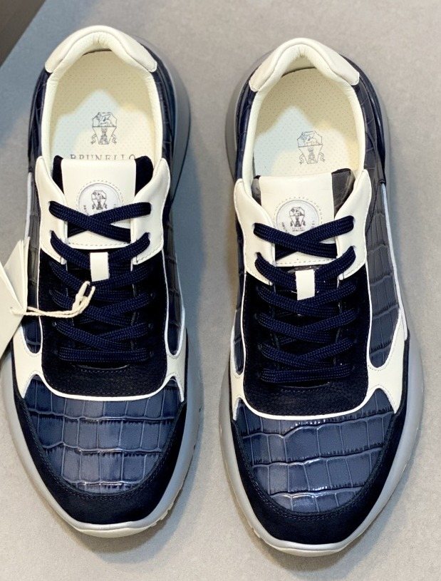 Brunello Cucinelli Navy Paneled Men's Sneakers — front