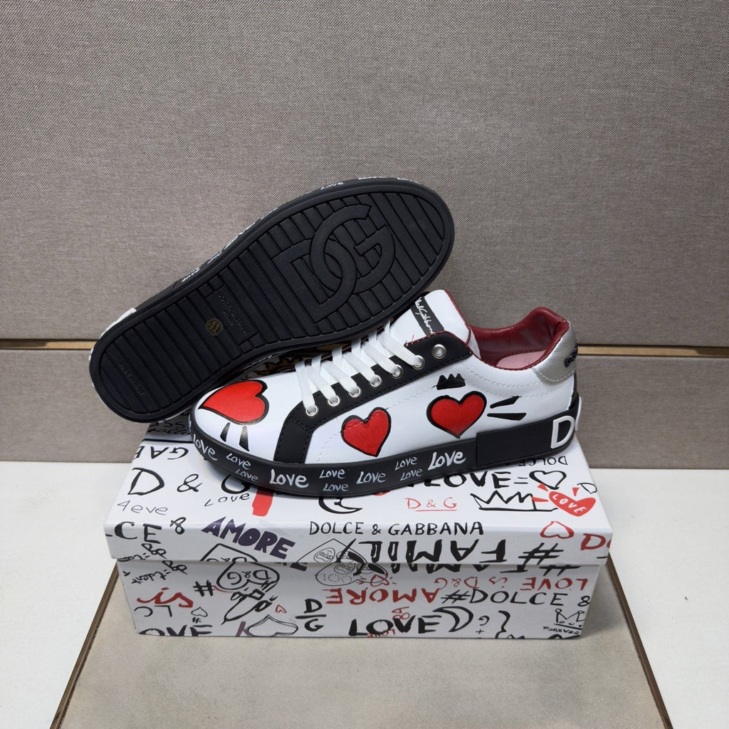 Dolce & Gabbana Men's Red Heart Low-Top Sneakers — side