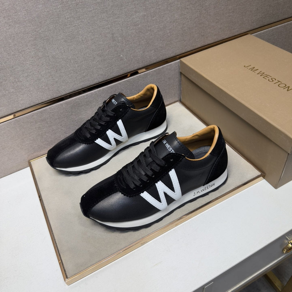 J.M. Weston Black W-Detail Sneakers — front