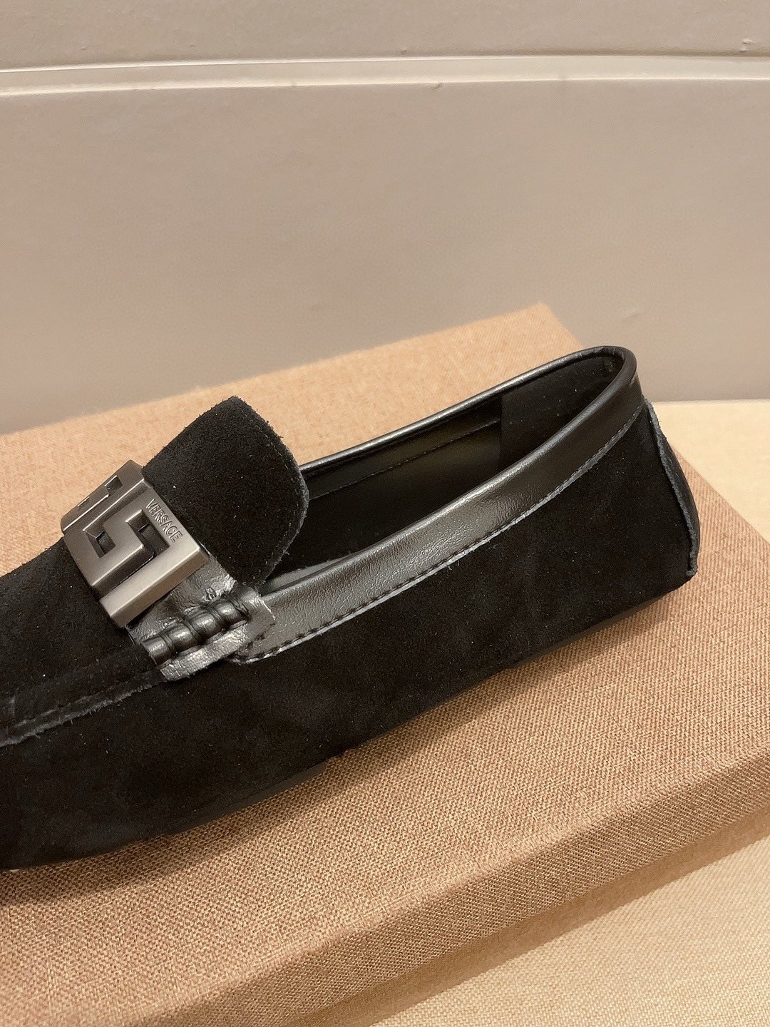Versace Black Loafers with Silver-Tone Hardware — detail