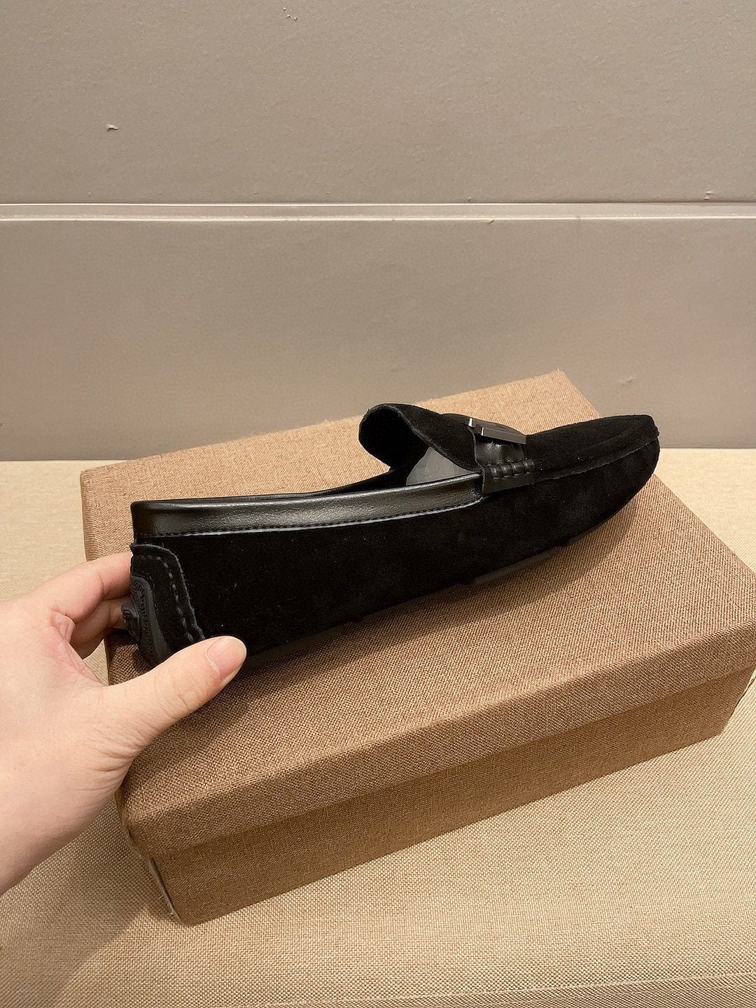 Versace Black Loafers with Silver-Tone Hardware — side