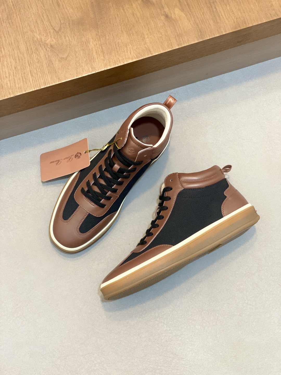 Loro Piana Paneled High-Top Sneakers — front