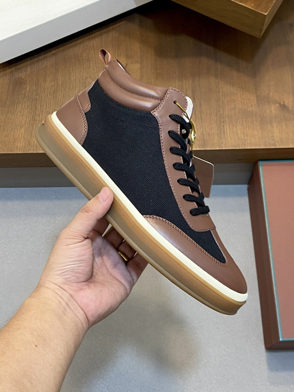 Loro Piana Paneled High-Top Sneakers — model