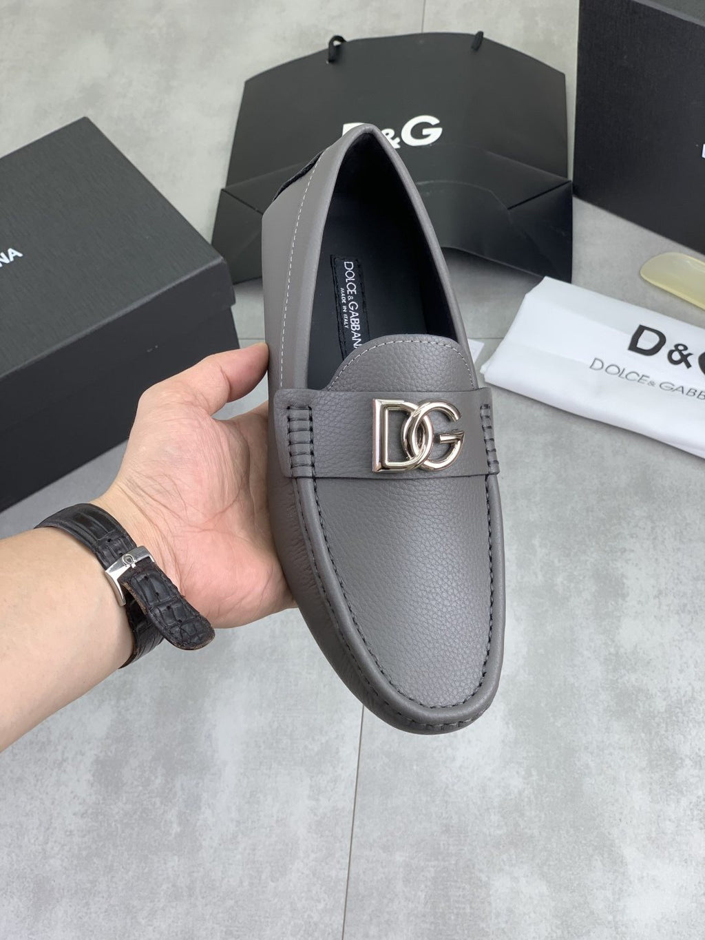 Dolce & Gabbana Apron-Toe Driving Loafers — front
