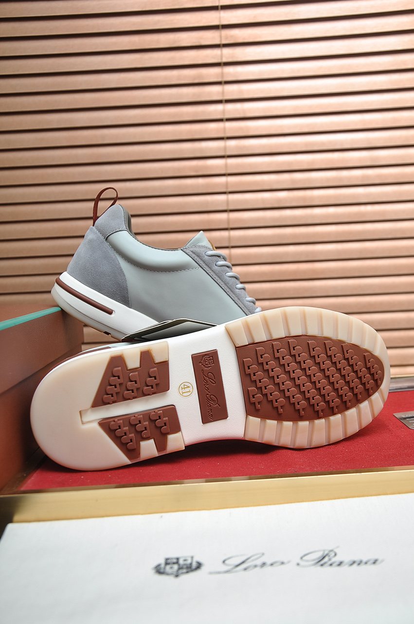 Loro Piana Paneled Lace-Up Sneakers — detail