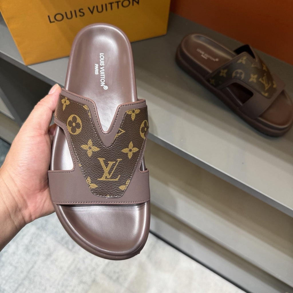 Louis Vuitton Oasis Cutout Slide Sandals — model
