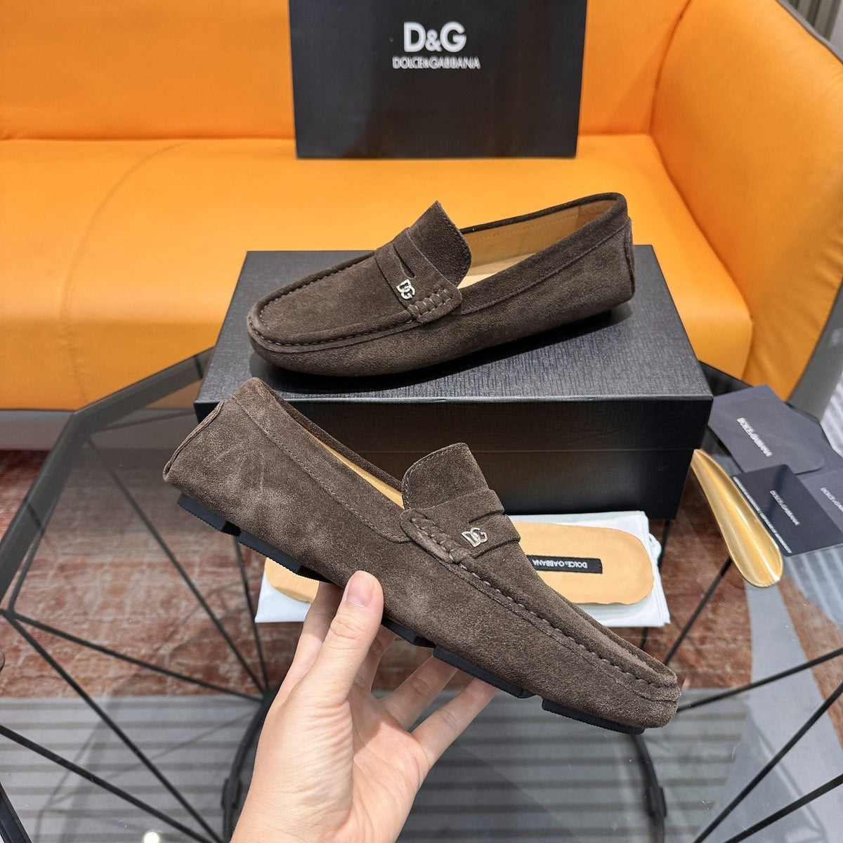 Dolce & Gabbana Moc-Toe Driving Loafers — model