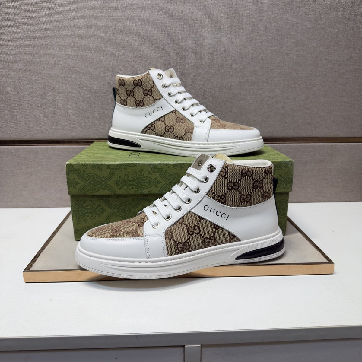 Gucci Men's Patterned High-Top Sneakers — side