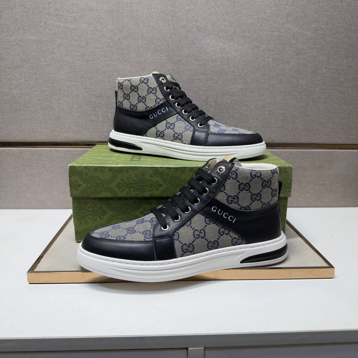 Gucci Men's Patterned High-Top Sneakers — side