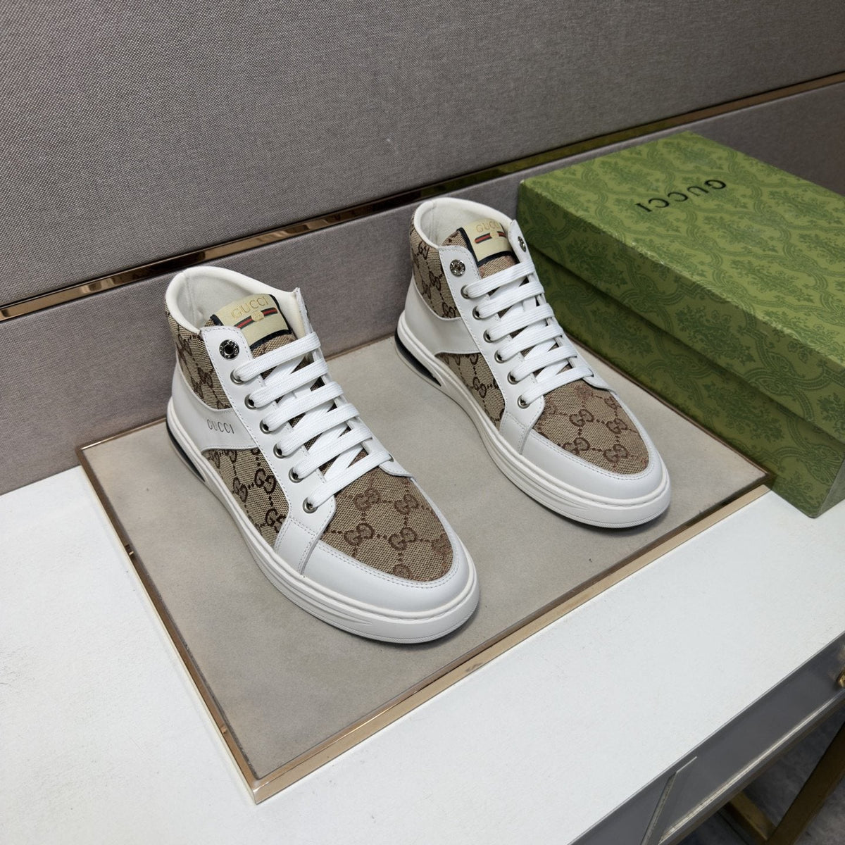 Gucci Men's Patterned High-Top Sneakers — hero