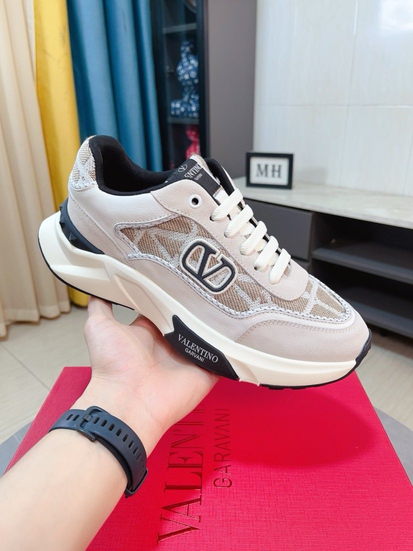 Valentino Patterned Panel Sneakers — model