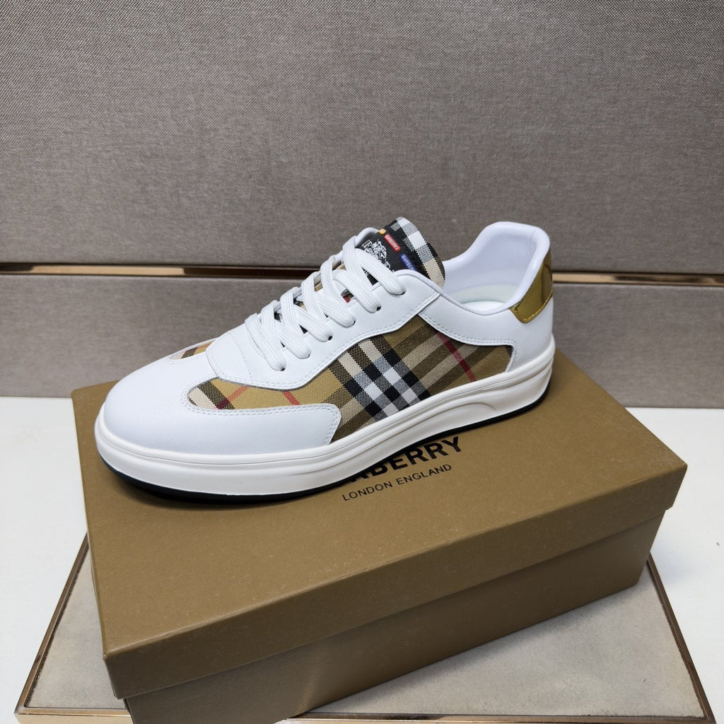 Burberry Plaid-Panel Low-Top Sneakers — front
