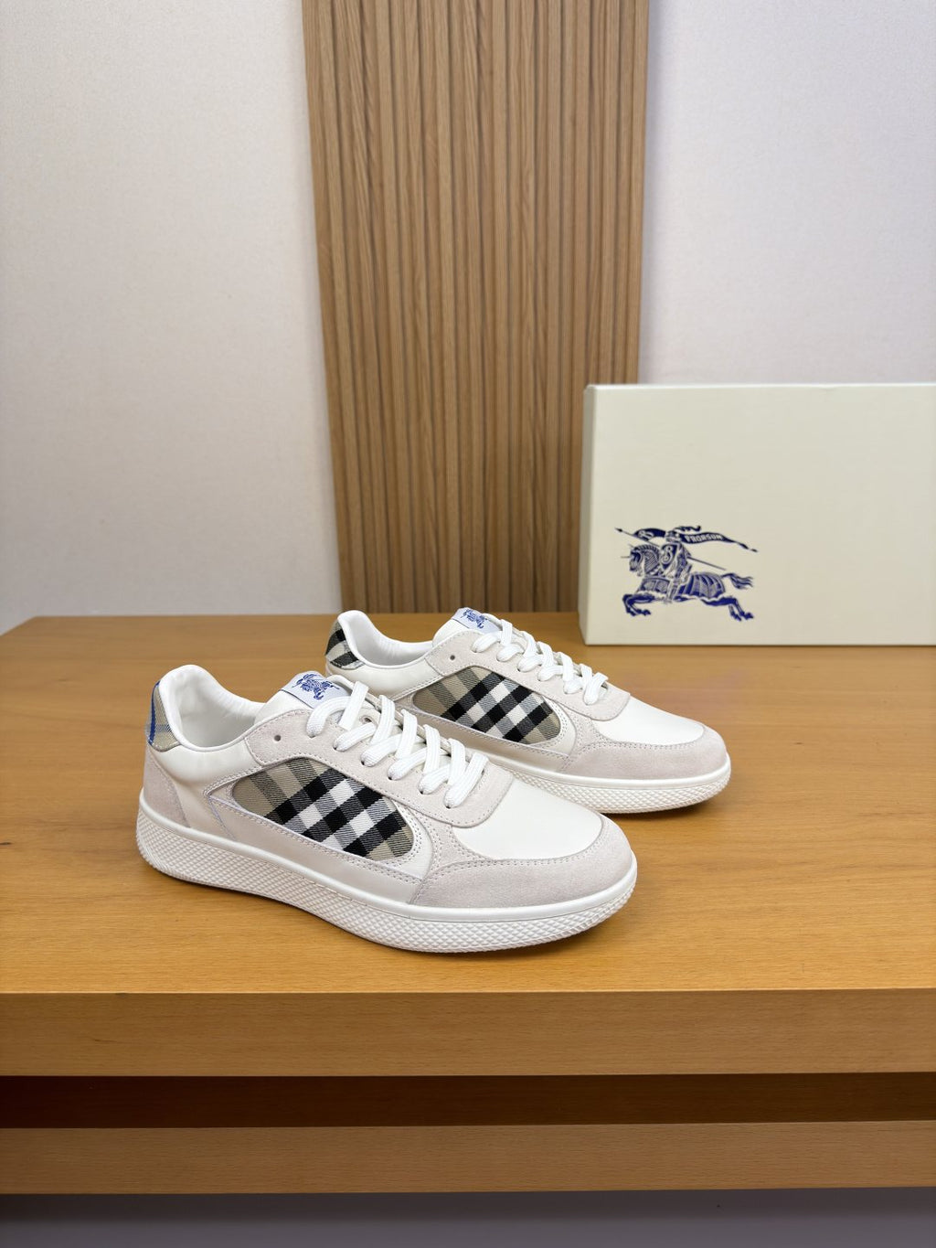 Burberry Check-Panel Low-Top Sneakers — hero