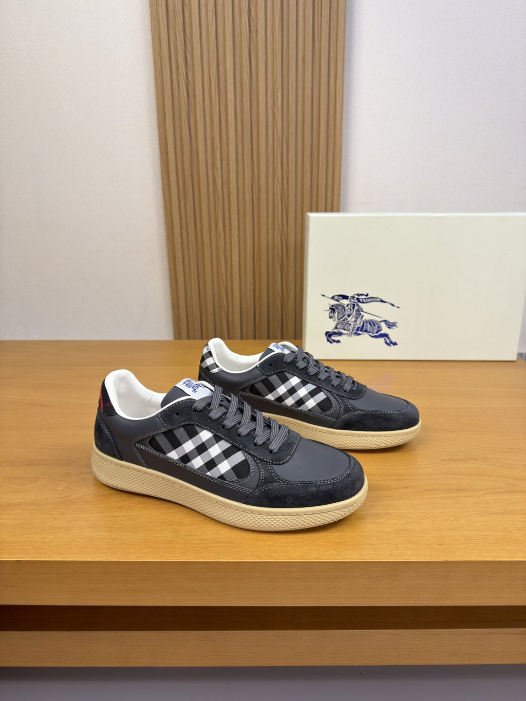 Burberry Check-Panel Low-Top Sneakers — front
