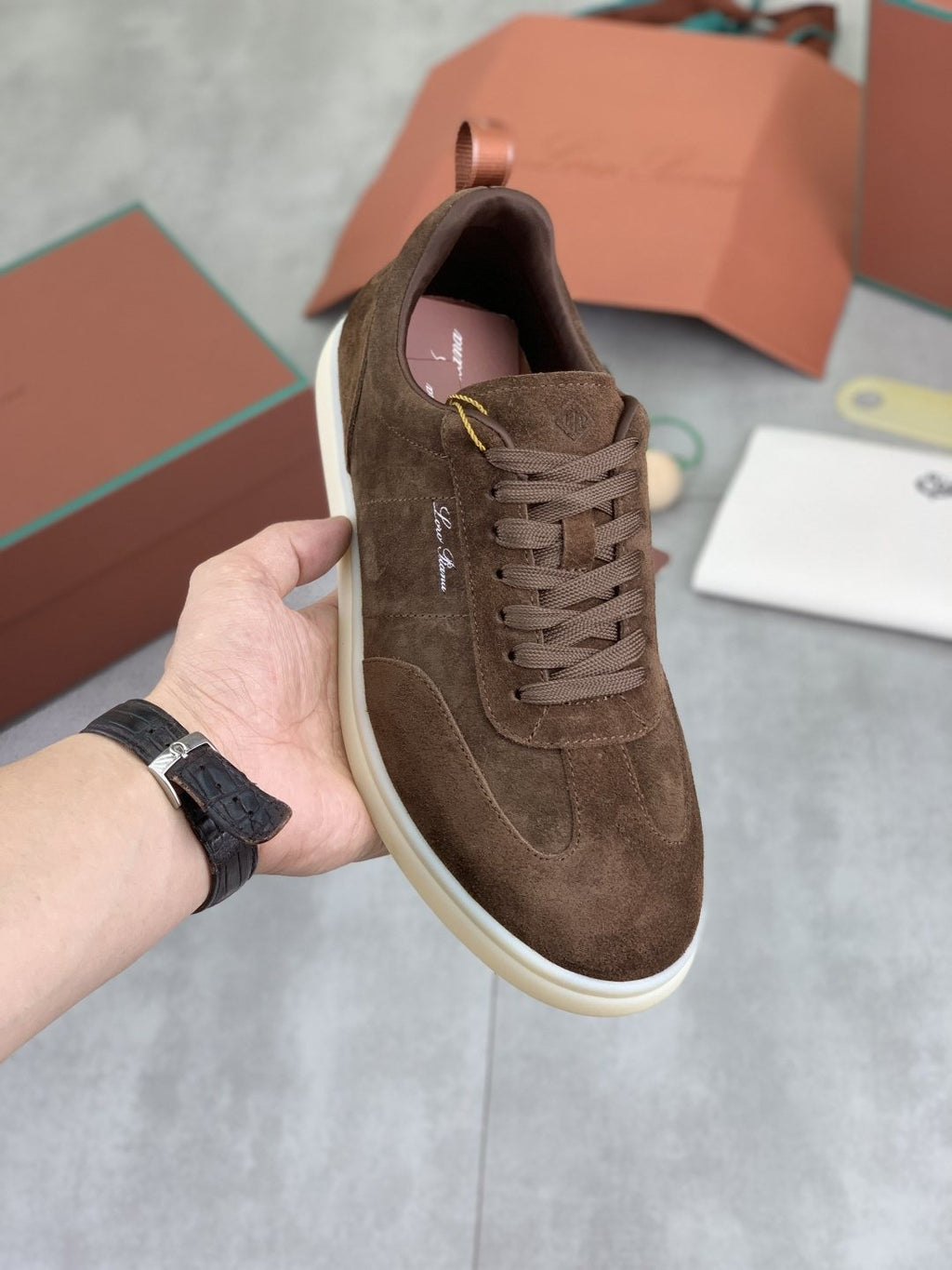 Loro Piana Paneled Low-Top Lace-Up Shoes — model