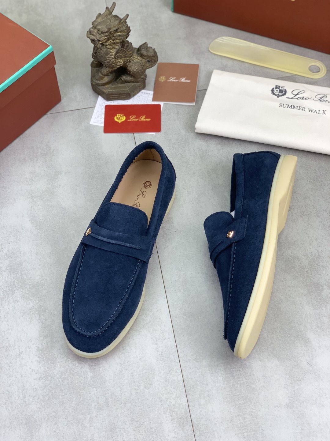 Loro Piana Textured Apron-Toe Loafers — front