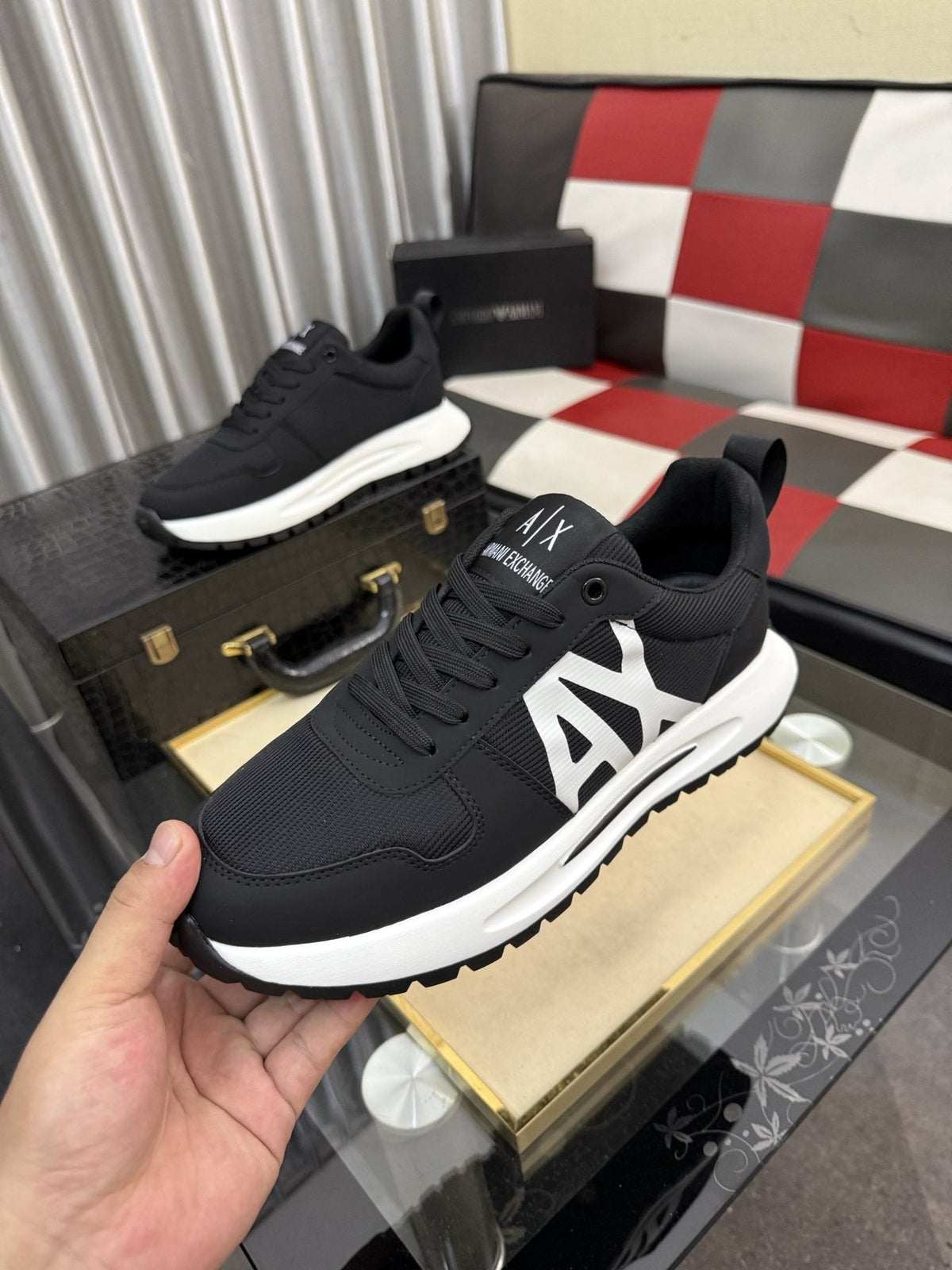 Armani Side-Graphic Casual Sneakers — front