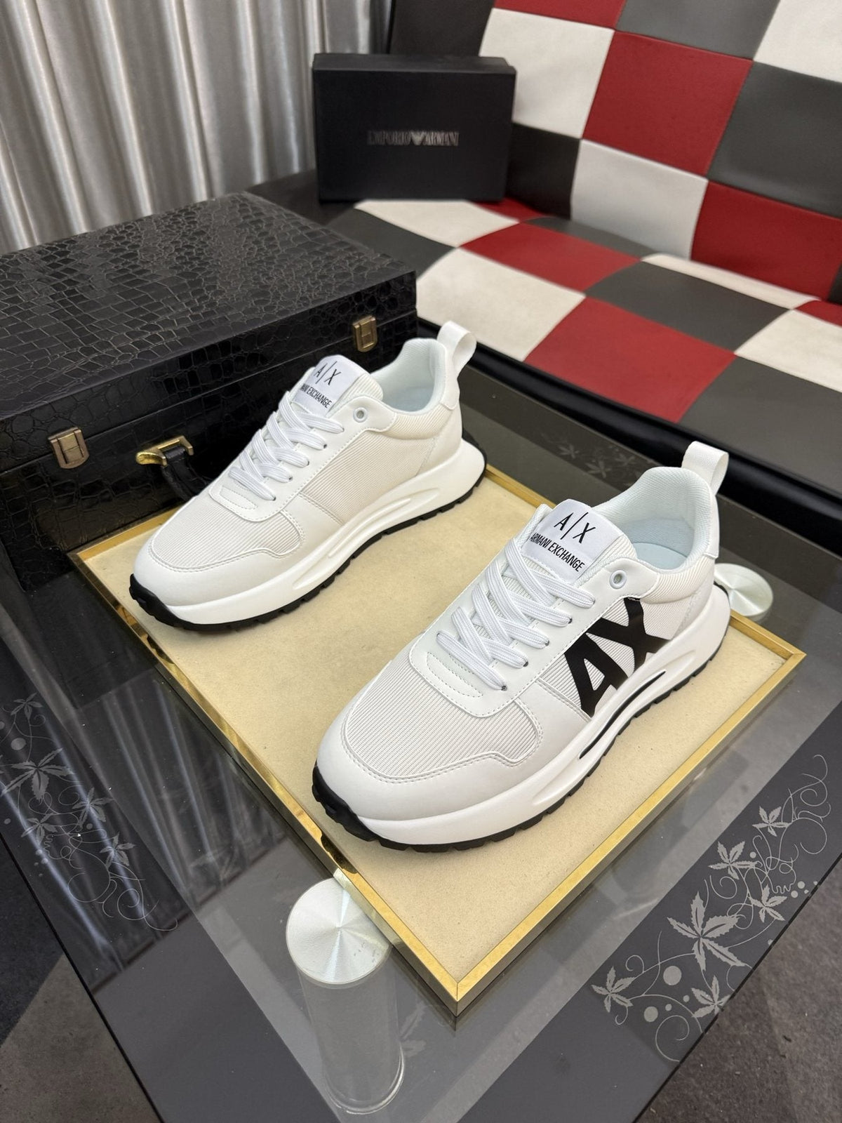 Armani Side-Graphic Casual Sneakers — front