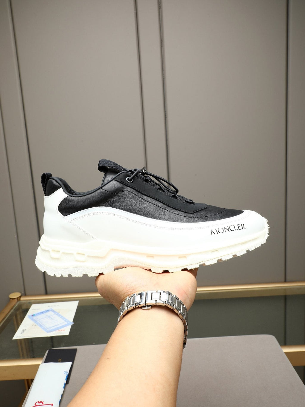 Moncler Chunky-Sole Lace-Up Sneakers — model